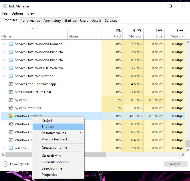 Tệp mở trong chương trình khác Windows Kết thúc tác vụ