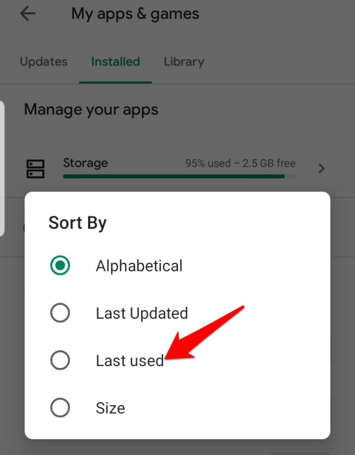 Giải phóng dung lượng lưu trữ Cửa hàng Android Play Store được sử dụng lần cuối
