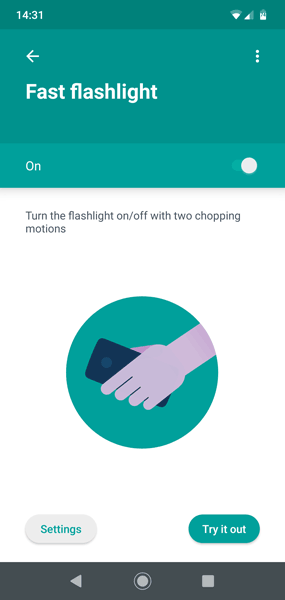 Bật đèn pin trên Android Gestures 1