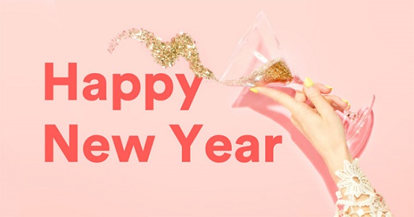 Sắc hồng ngọt ngào trong thiệp chúc mừng năm mới